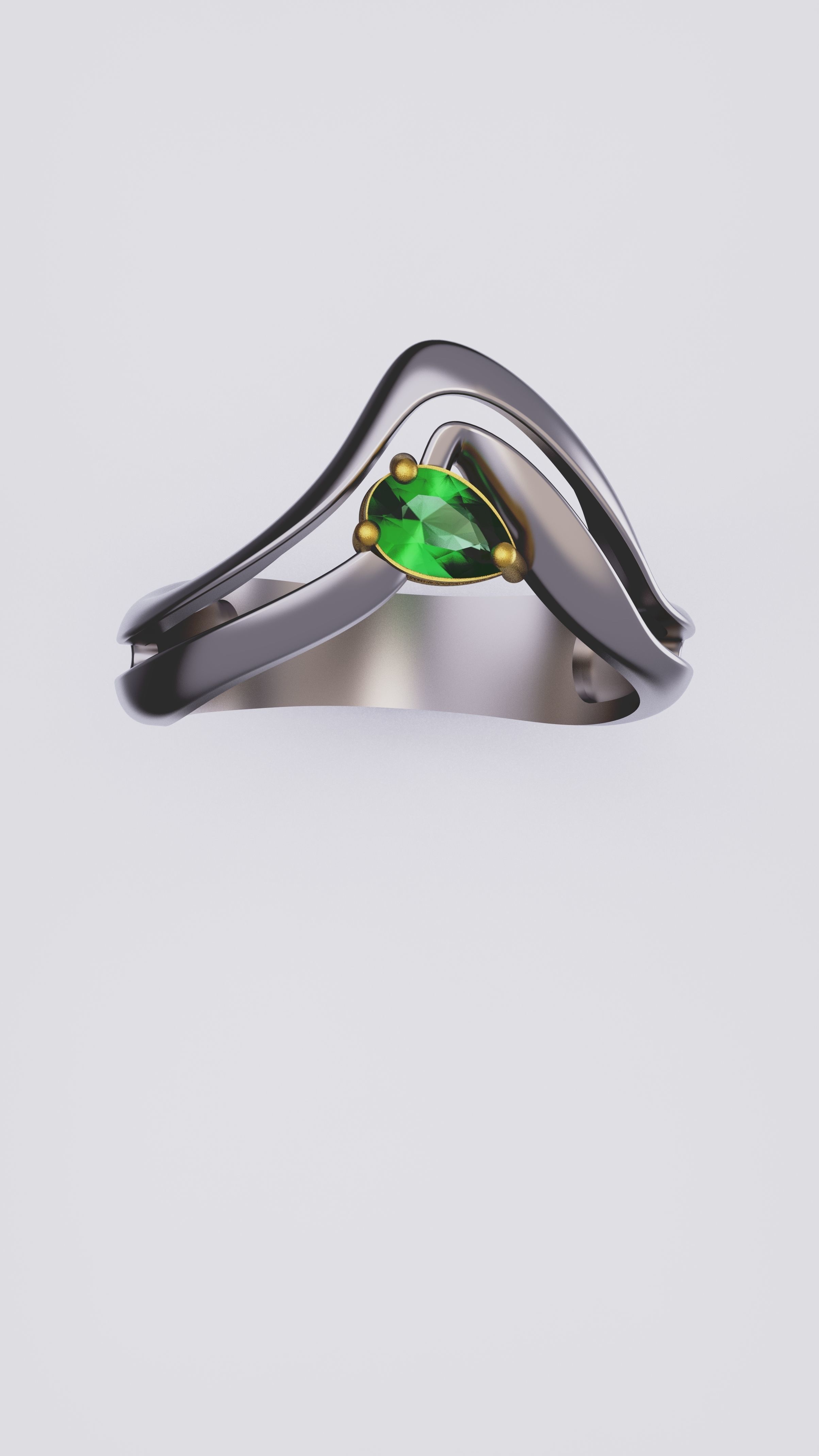 Pearcut Emerald Ring 3D print model_1