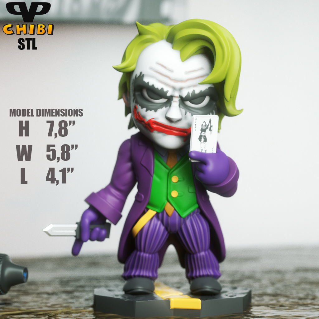 Joker Heath Ledger Chibi STL for 3D Printing ChibiSTL 3DXM 3D print model_5