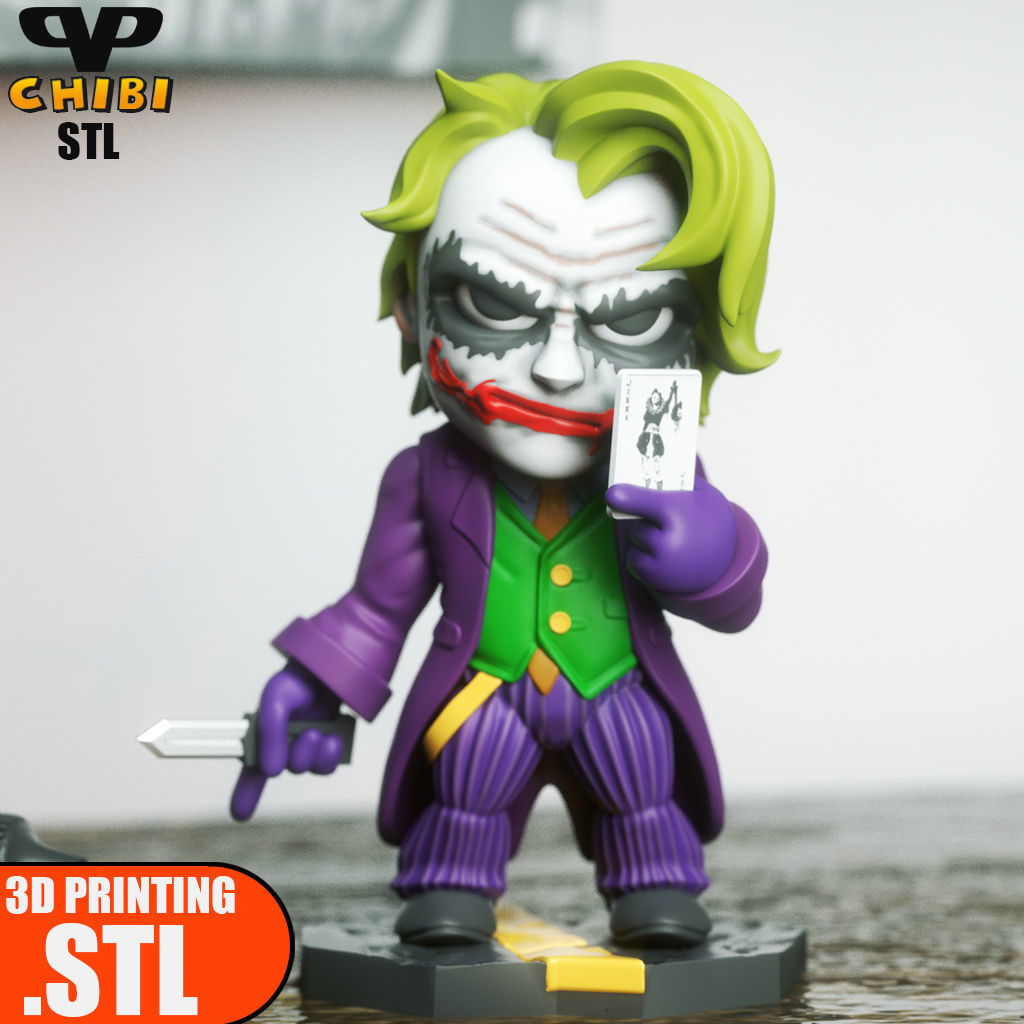 Joker Heath Ledger Chibi STL for 3D Printing ChibiSTL 3DXM 3D print model_0