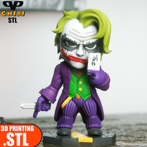Joker Heath Ledger Chibi STL for 3D Printing ChibiSTL 3DXM