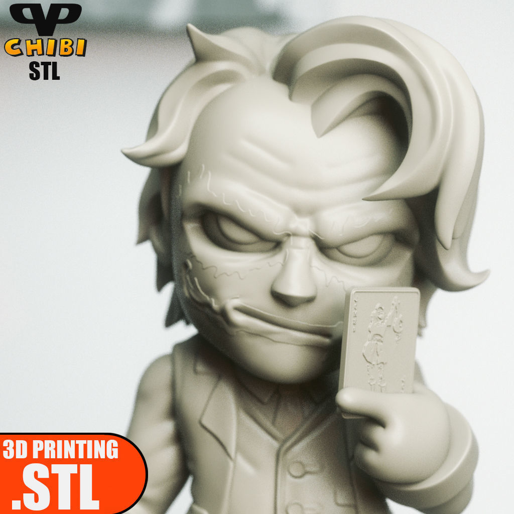 Joker Heath Ledger Chibi STL for 3D Printing ChibiSTL 3DXM 3D print model_4