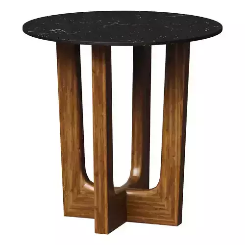 Vesta T534 Side Table - Walnut Grafite Marble 3D model