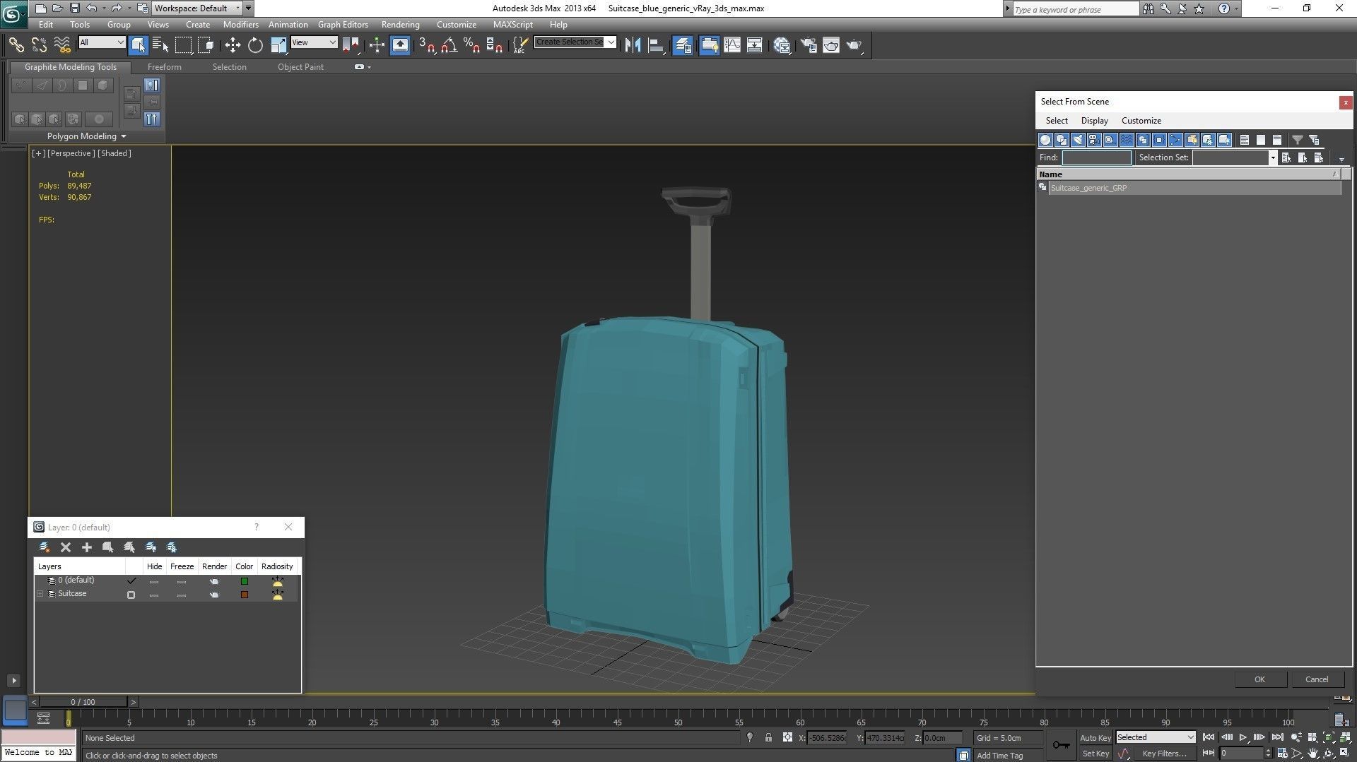 Suitcase Blue Generic Low-poly 3D model_41