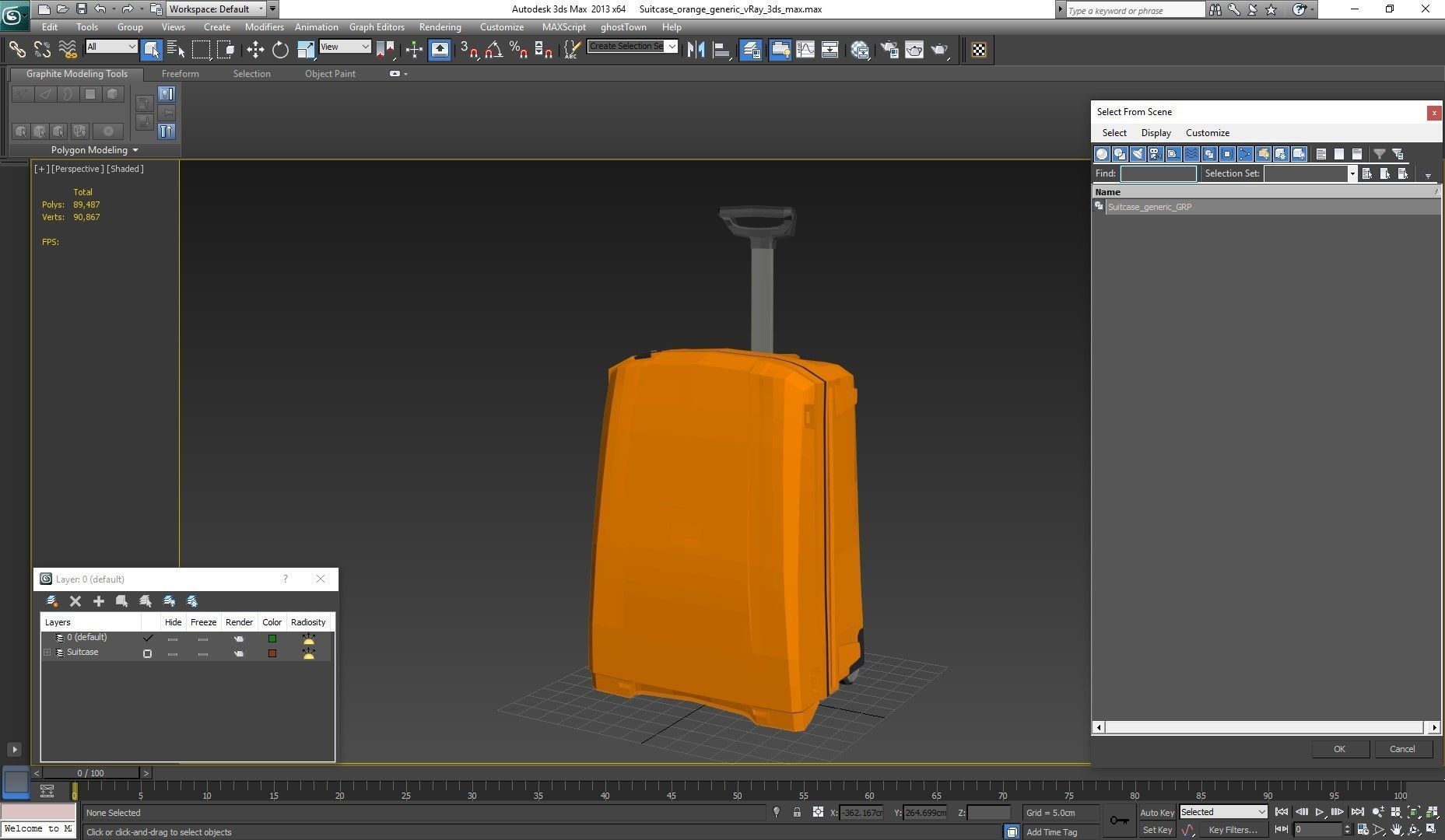 Suitcase Orange Generic Low-poly 3D model_39