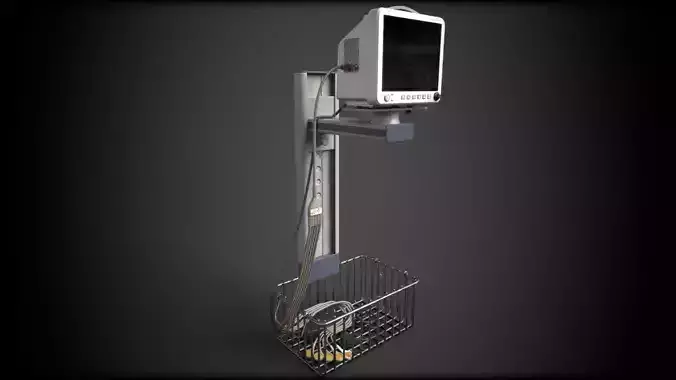 EKG Monitor - Game Ready - Low Poly PBR 3D Model 