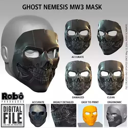 Ghost Nemesis Mask MW3 WARZONE 3D print model