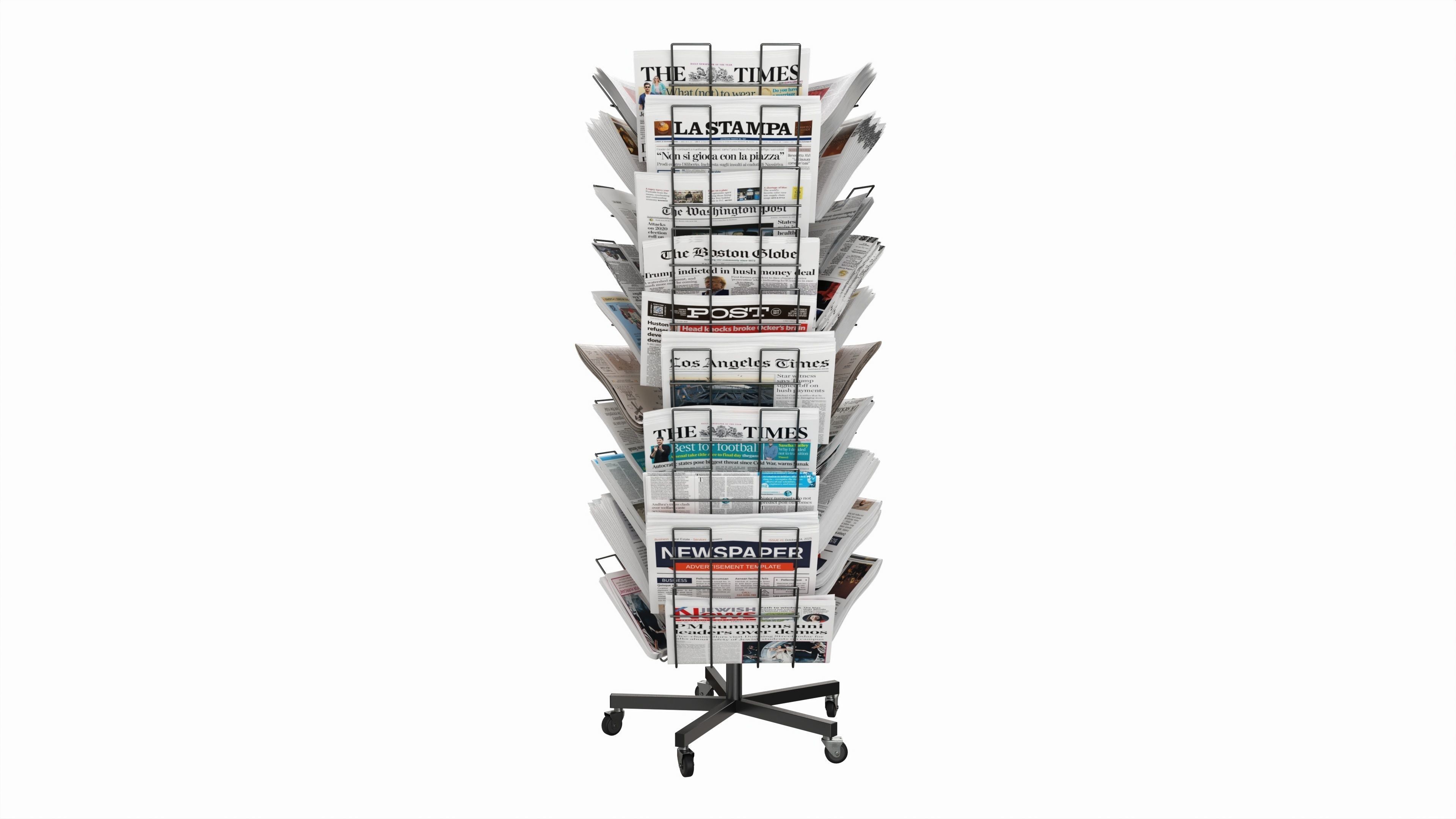 Rotating Newspaper Magazine Stand Display 3D model_1