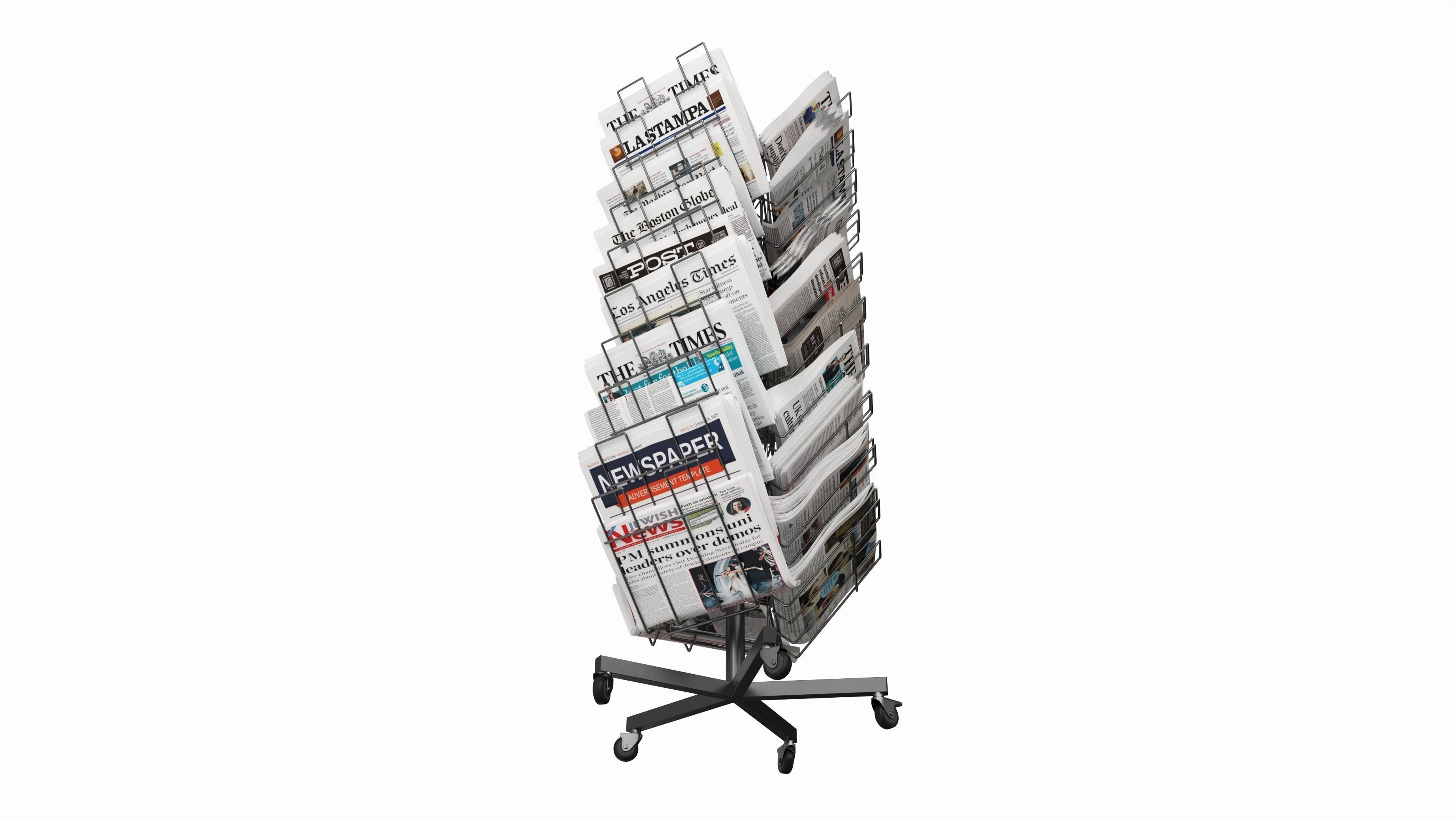 Rotating Newspaper Magazine Stand Display 3D model_2