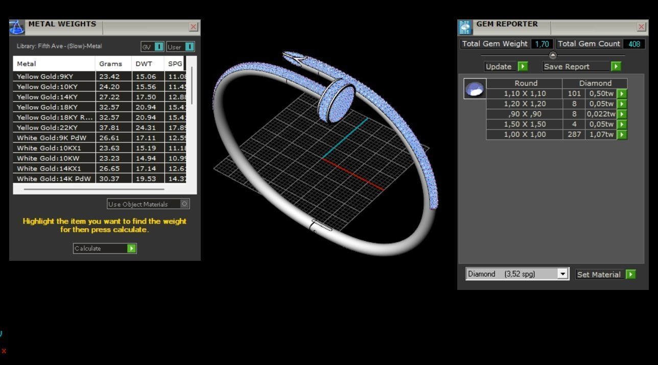 Juste un clou Bracelet 18 Size Full Diamonds N207 3D print model_9