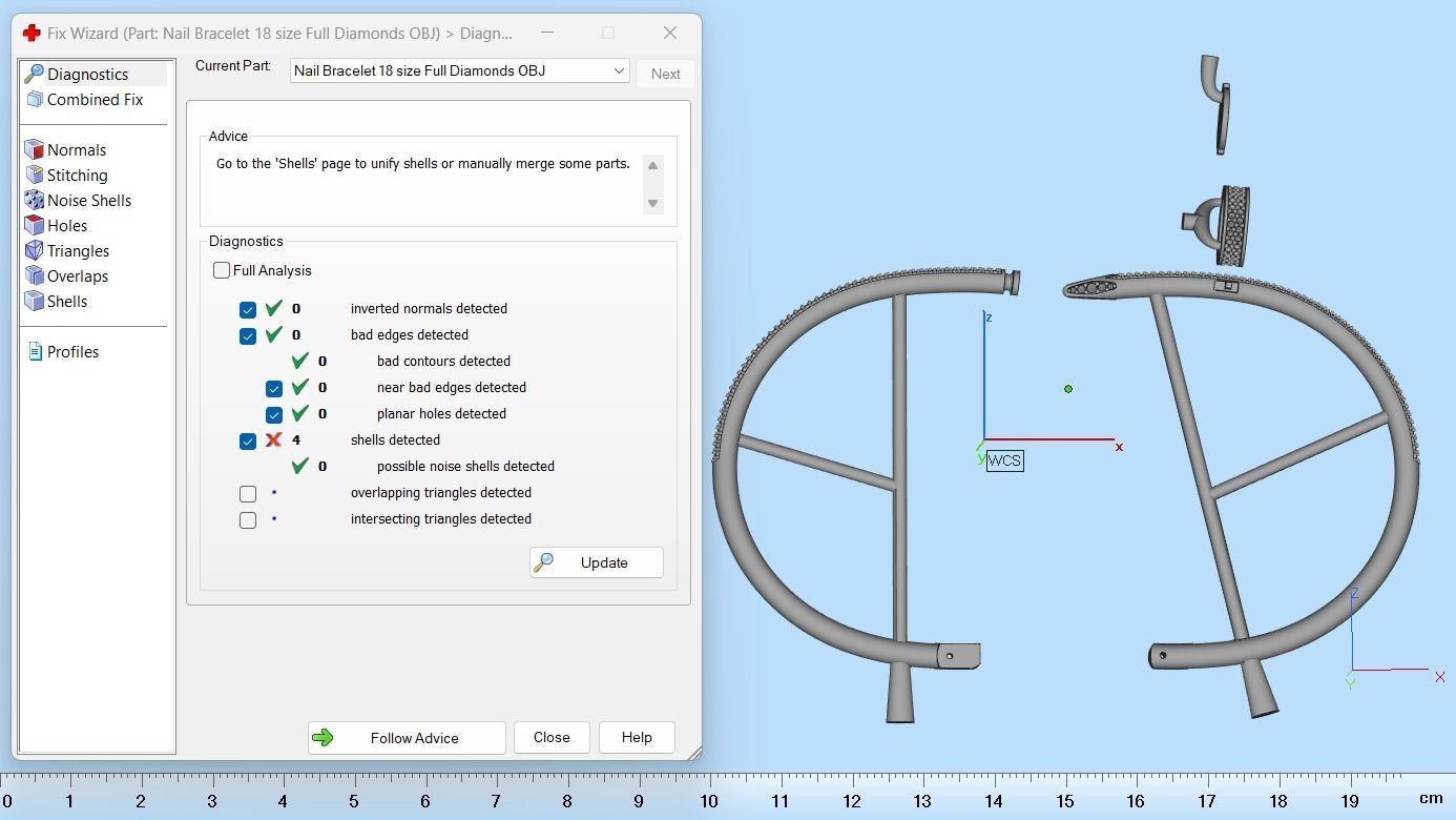 Juste un clou Bracelet 18 Size Full Diamonds N207 3D print model_10