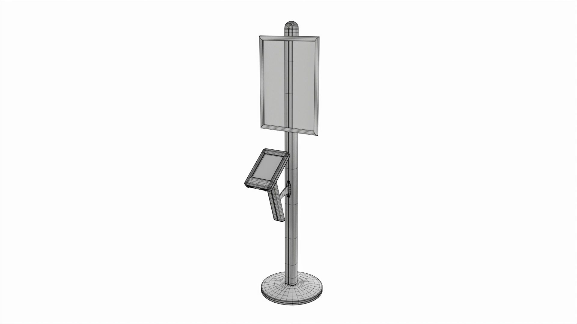 Store exhibition freestanding info tablet holder with poster 3D model_6