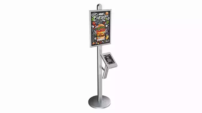 Store exhibition freestanding info tablet holder with poster