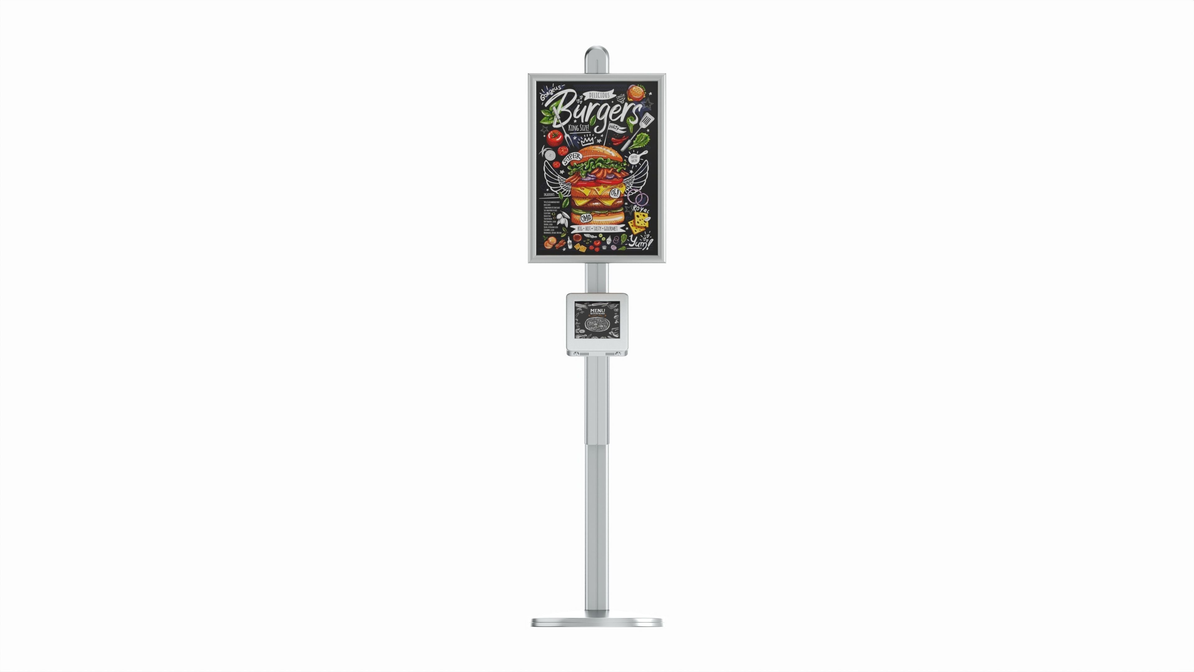 Store exhibition freestanding info tablet holder with poster 3D model_5