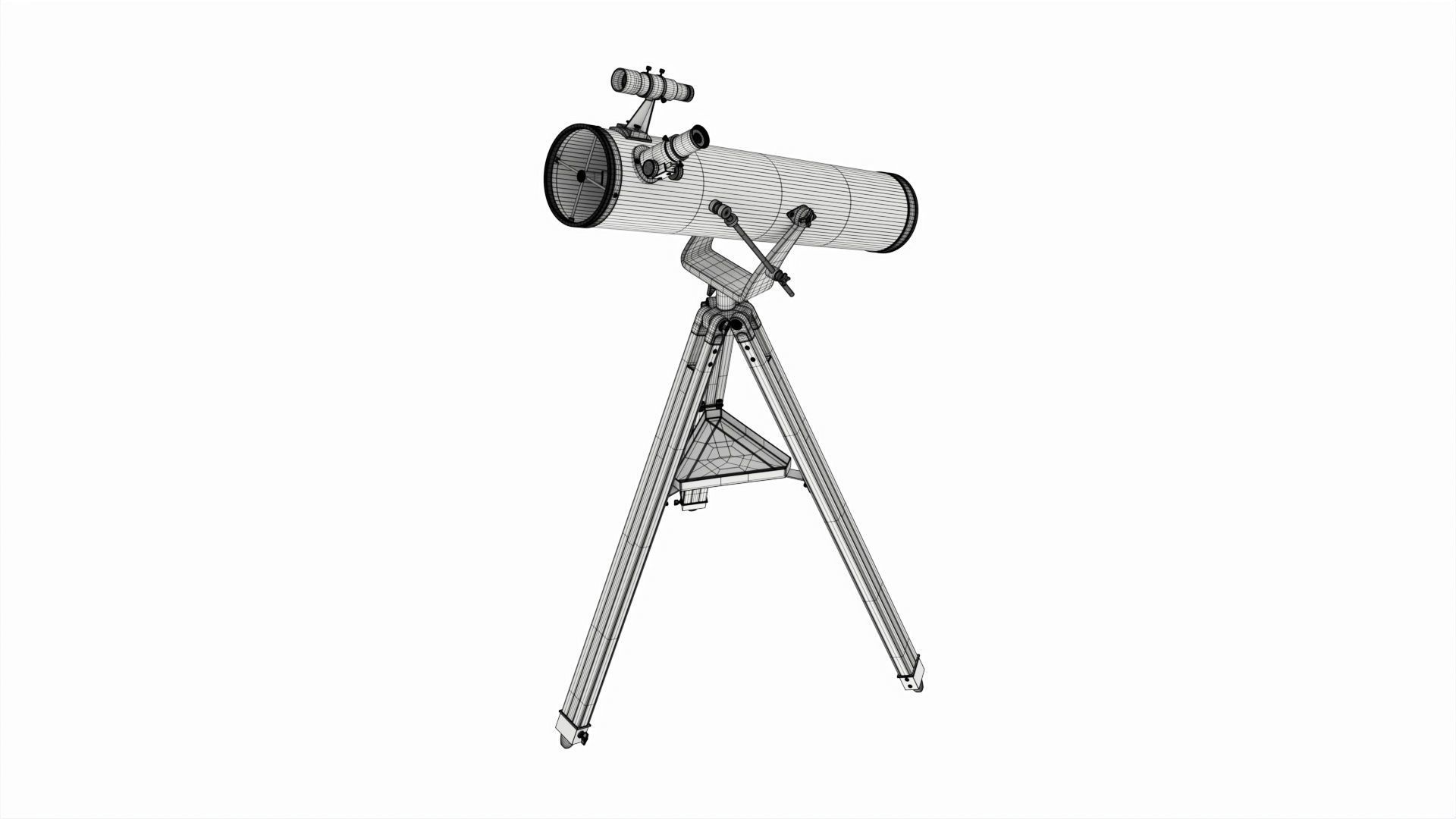 Amateur newtonian reflector telescope with tripod 3D model_7