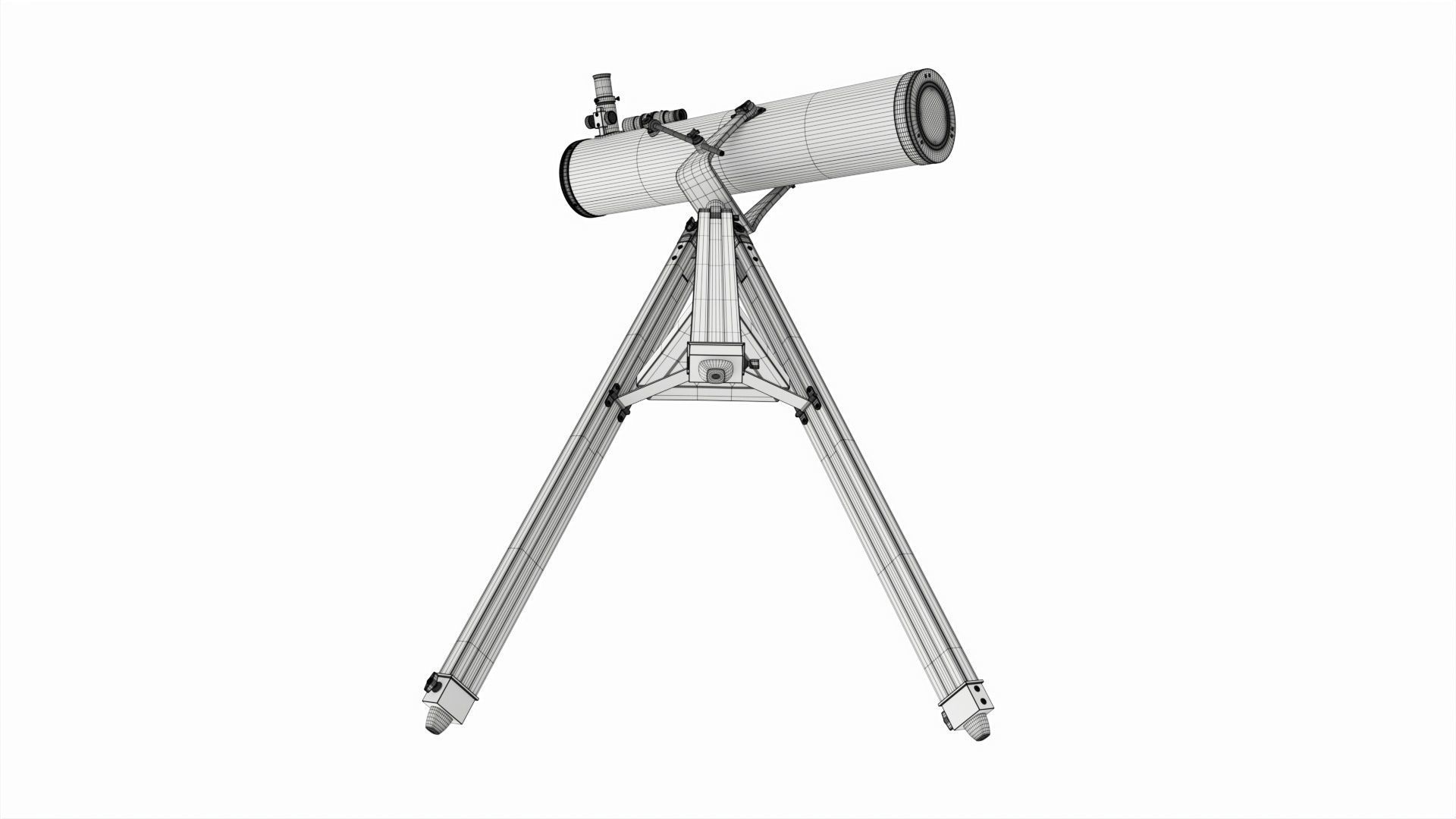 Amateur newtonian reflector telescope with tripod 3D model_8