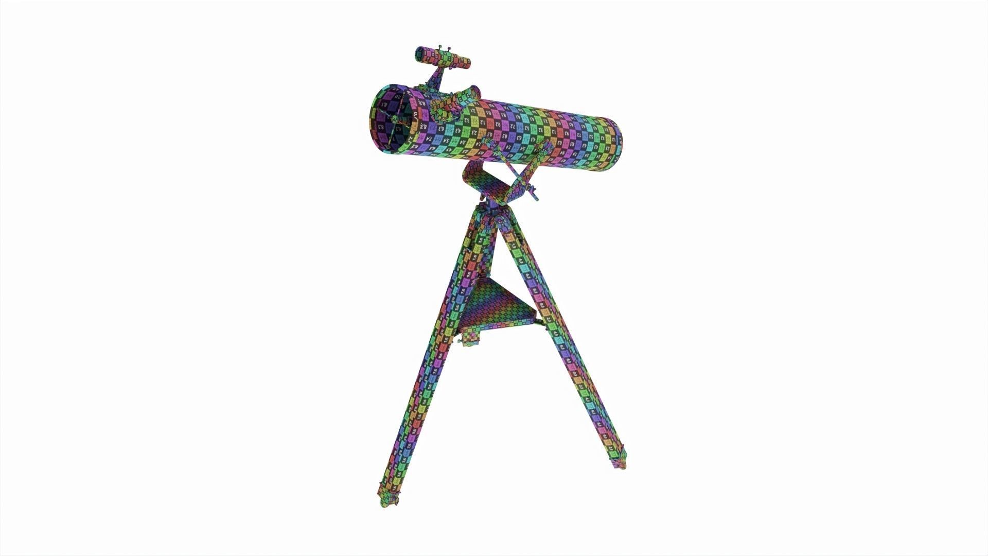 Amateur newtonian reflector telescope with tripod 3D model_10