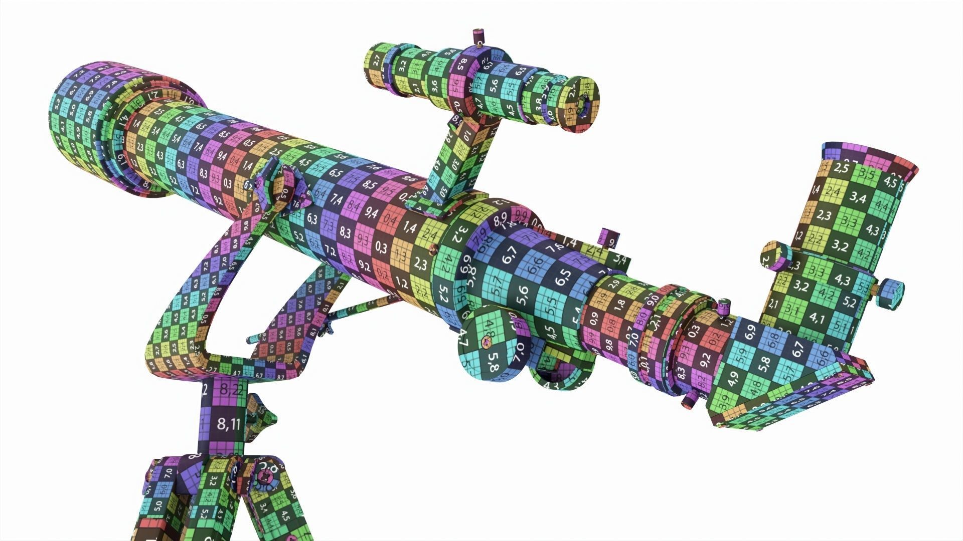 Amateur refractor telescope with tripod 3D model_9