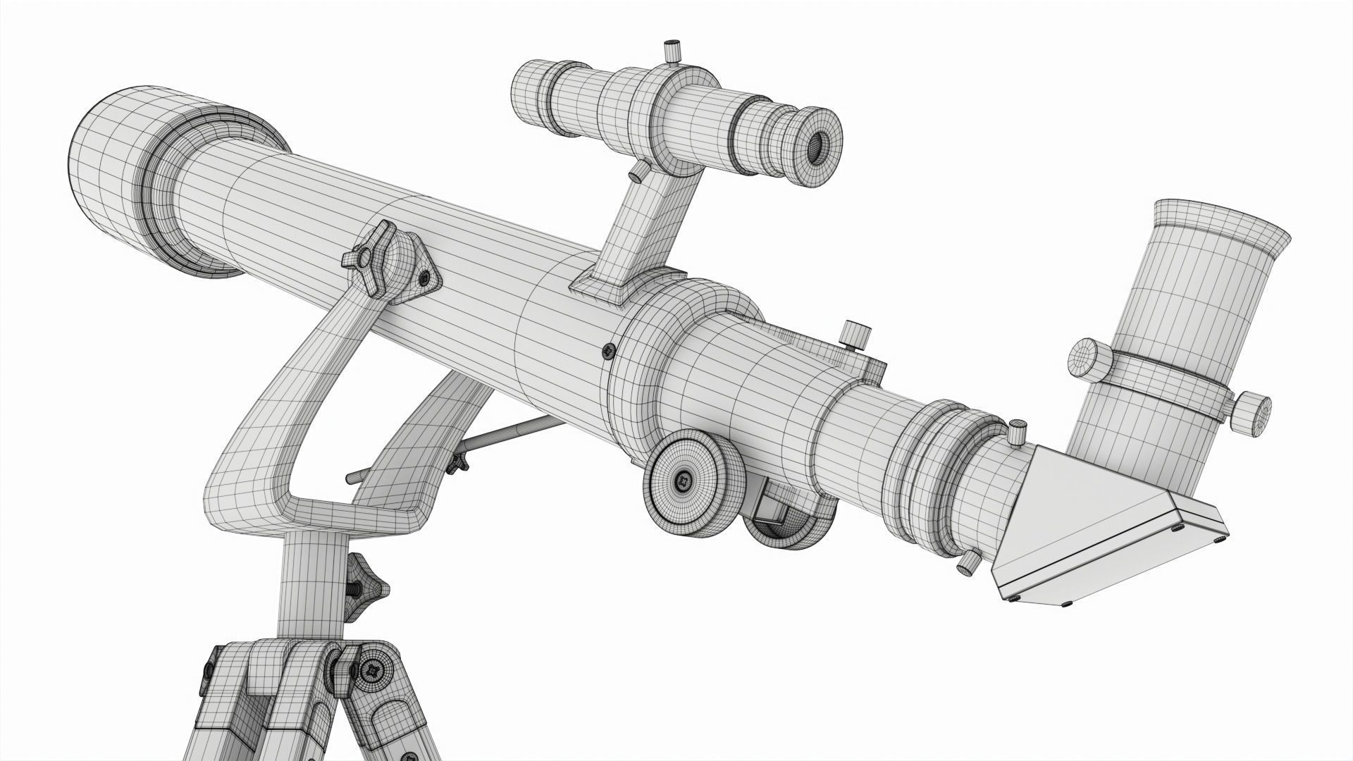 Amateur refractor telescope with tripod 3D model_7