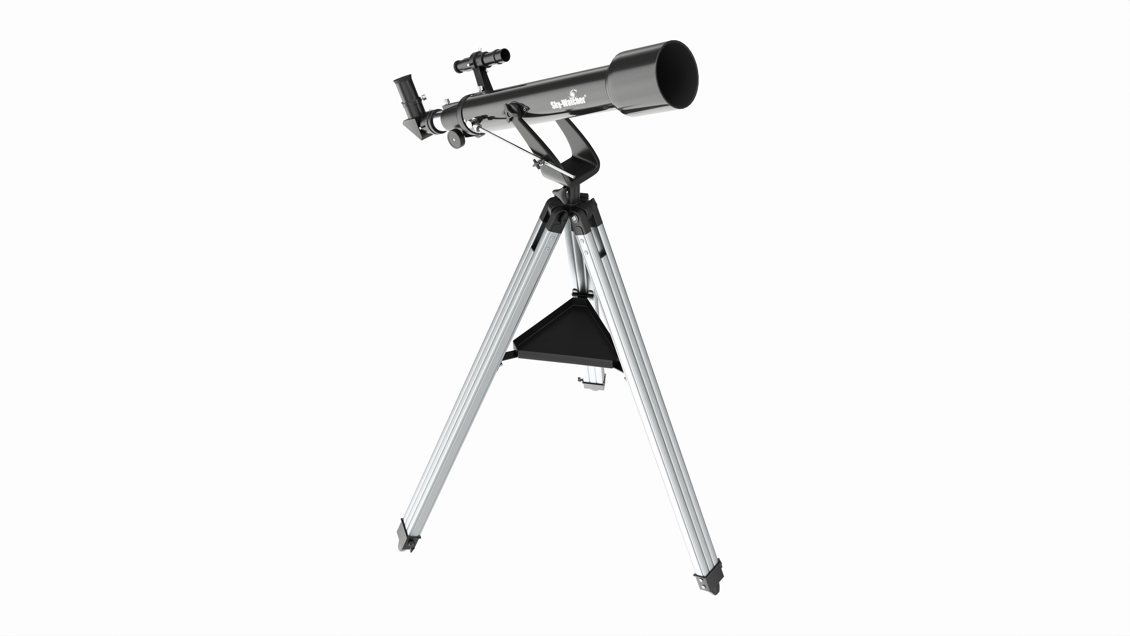 Amateur refractor telescope with tripod 3D model_1