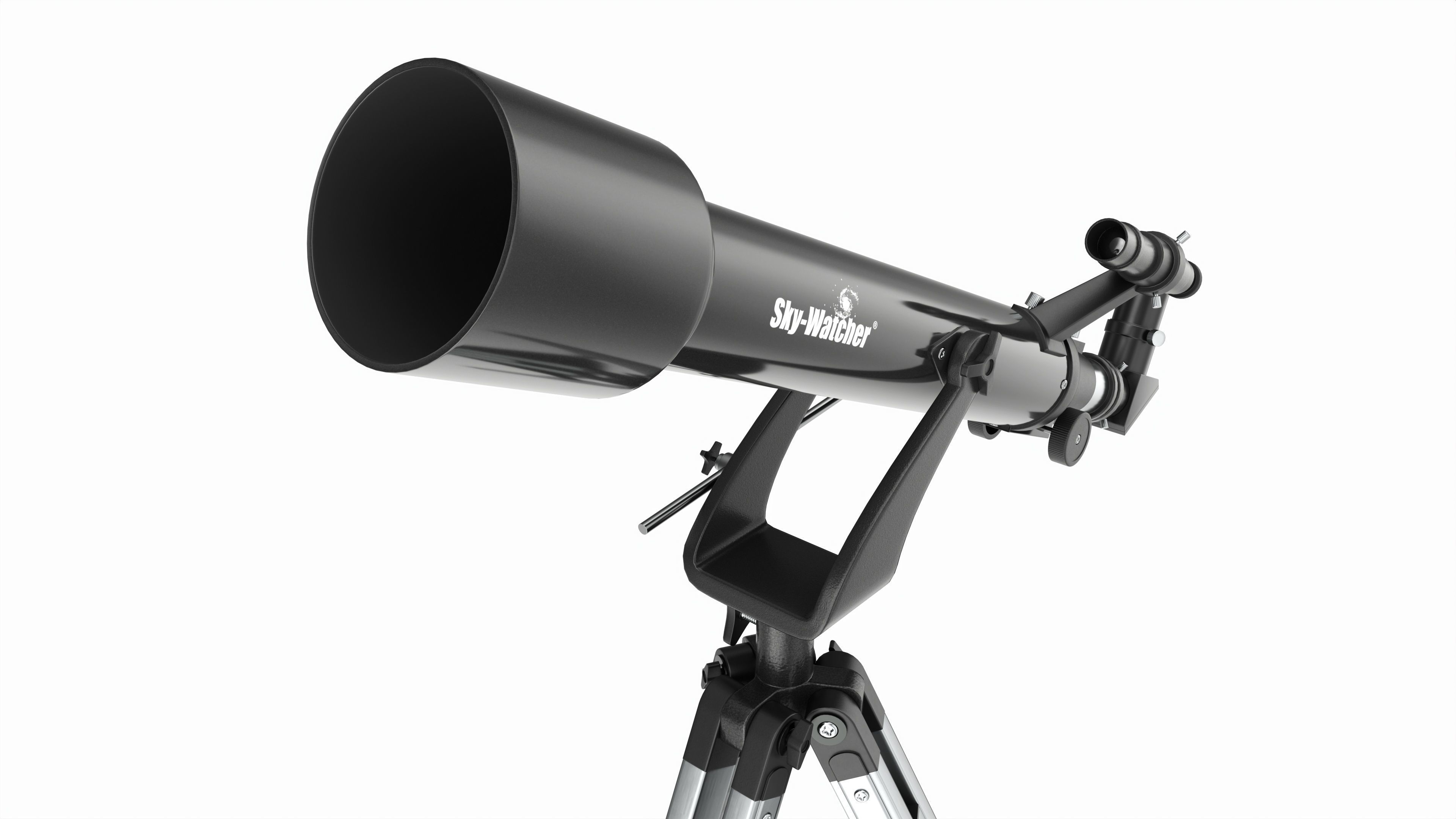 Amateur refractor telescope with tripod 3D model_2