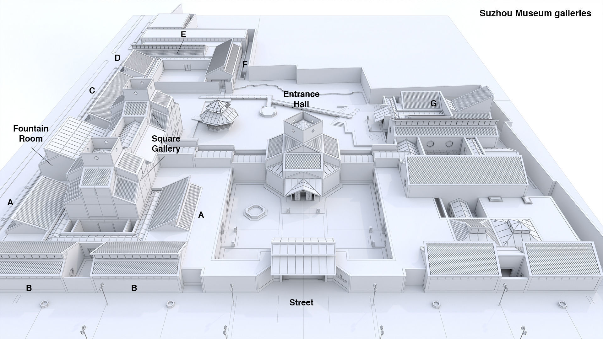 Suzhou Museum - Entire building and Art galleries 3D model_4