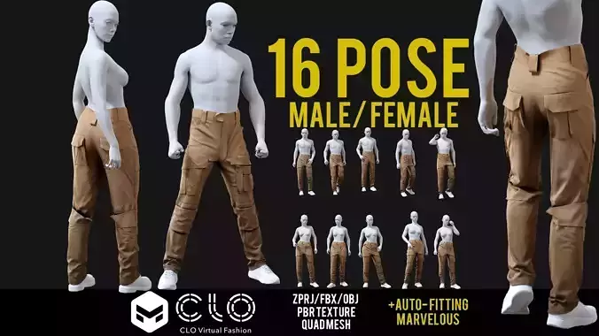 GEN2 TACTICAL PANTS male And female 16 pose type  Collection