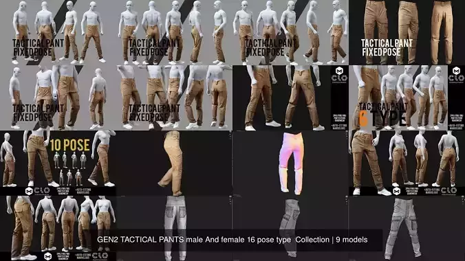GEN2 TACTICAL PANTS male And female 16 pose type  Collection