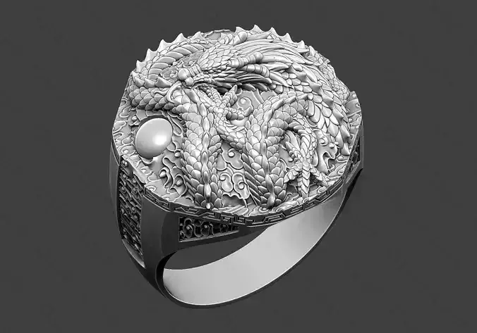 Dragon ring or serpent monster Draconian Beast demon wyvern 3D print model