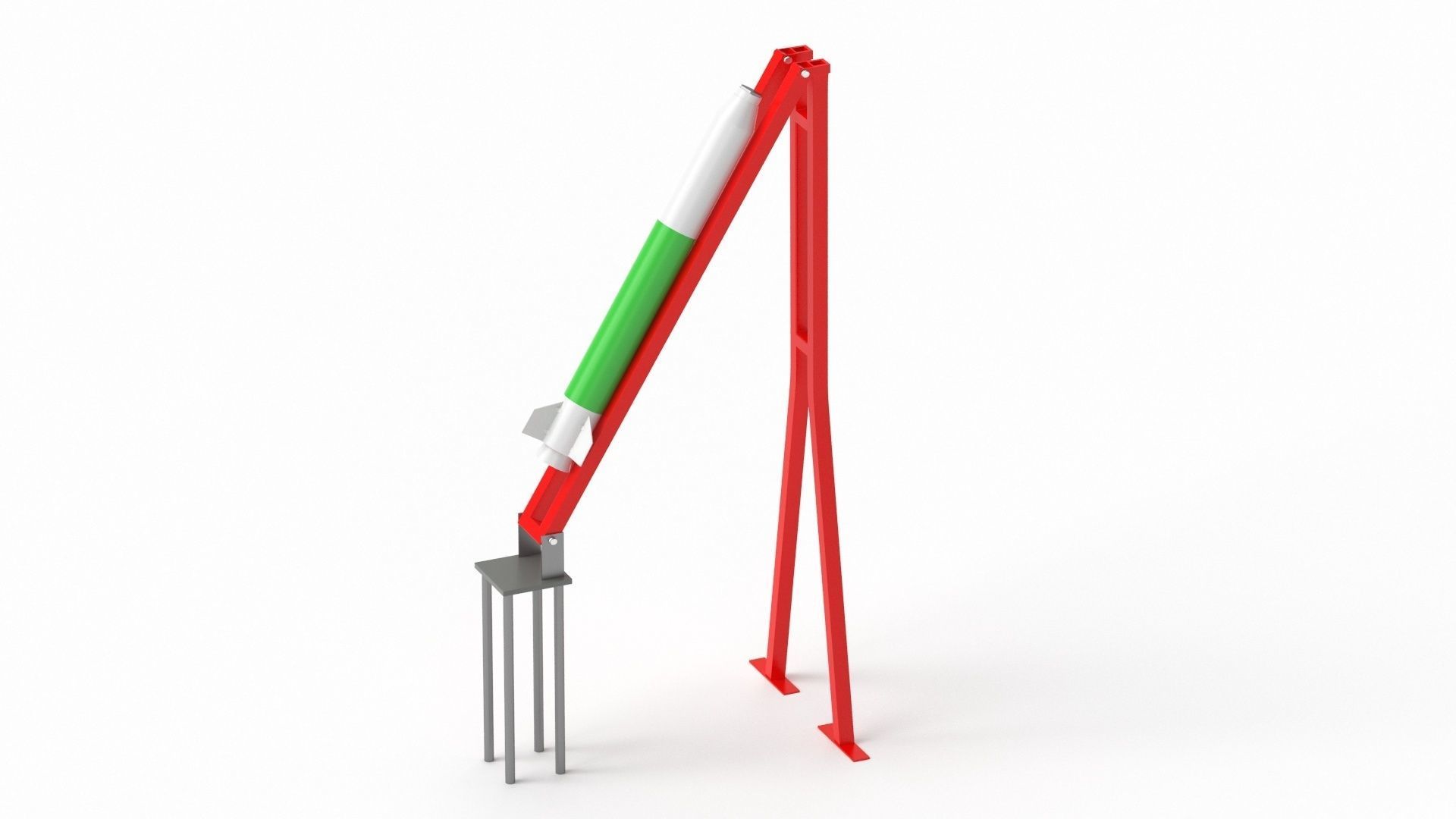 Qassam Rocket with launcher collection 3D model_1