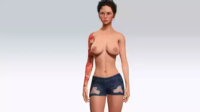 Naked Tattoo Girl - Fully Rigged 