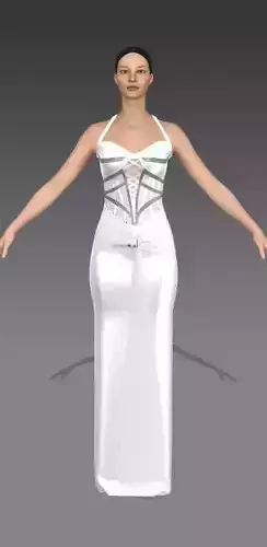 Corset dress silk satin white