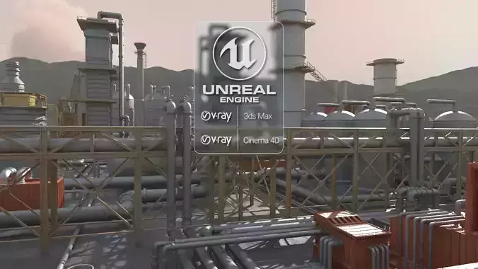 oil factory 3D model