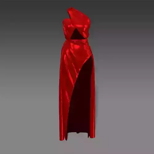 Dress one shoulder  skirt drape  Low-poly 3D model