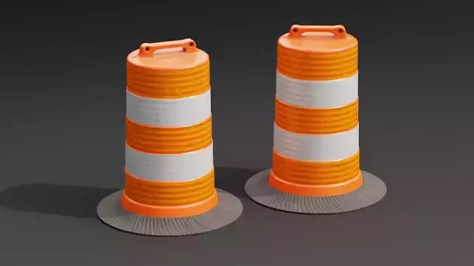 Traffic Barrel PBR Game-ready