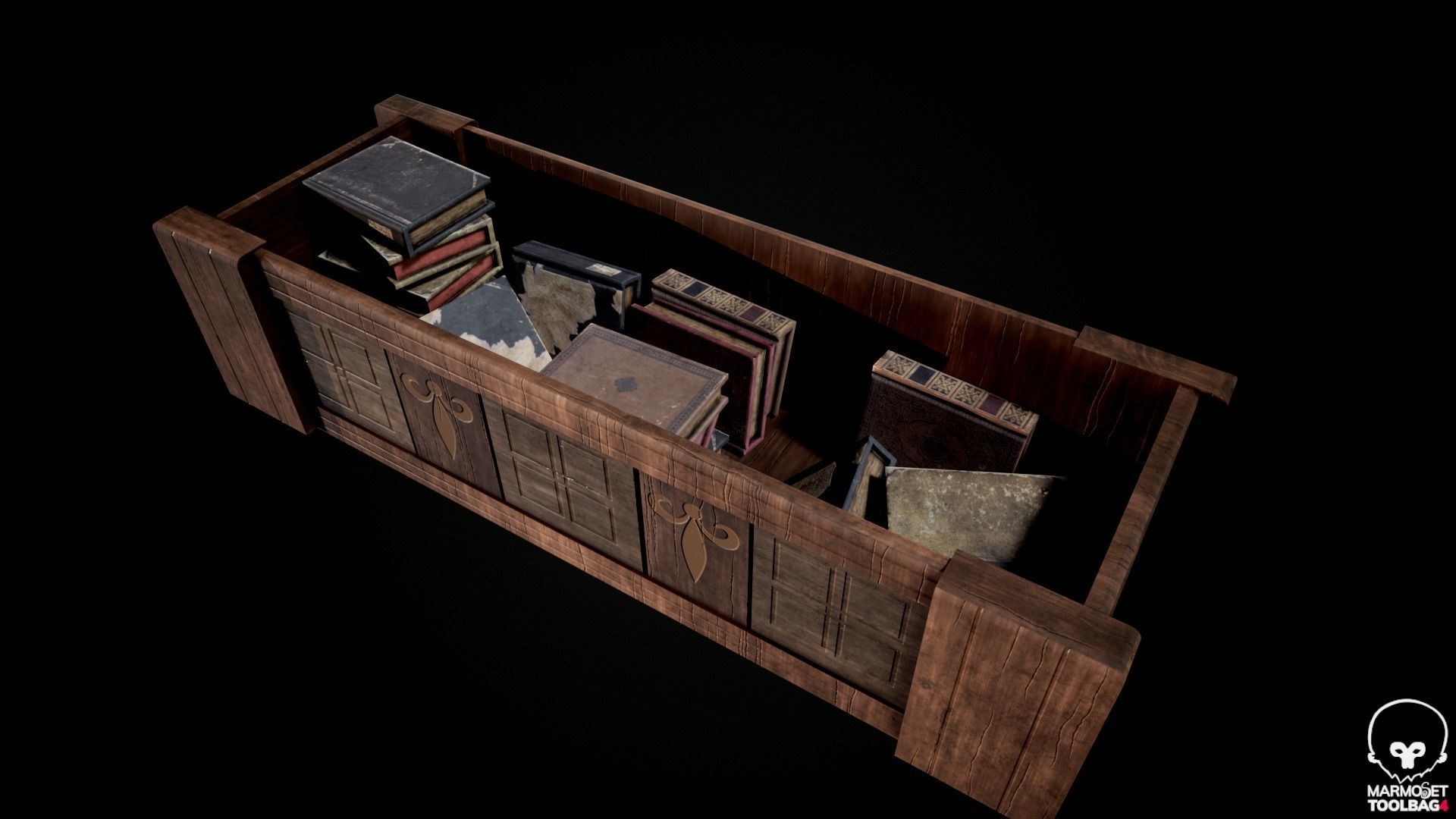 Medieval Book Shelf - Low Poly And Game Ready Low-poly 3D model_1