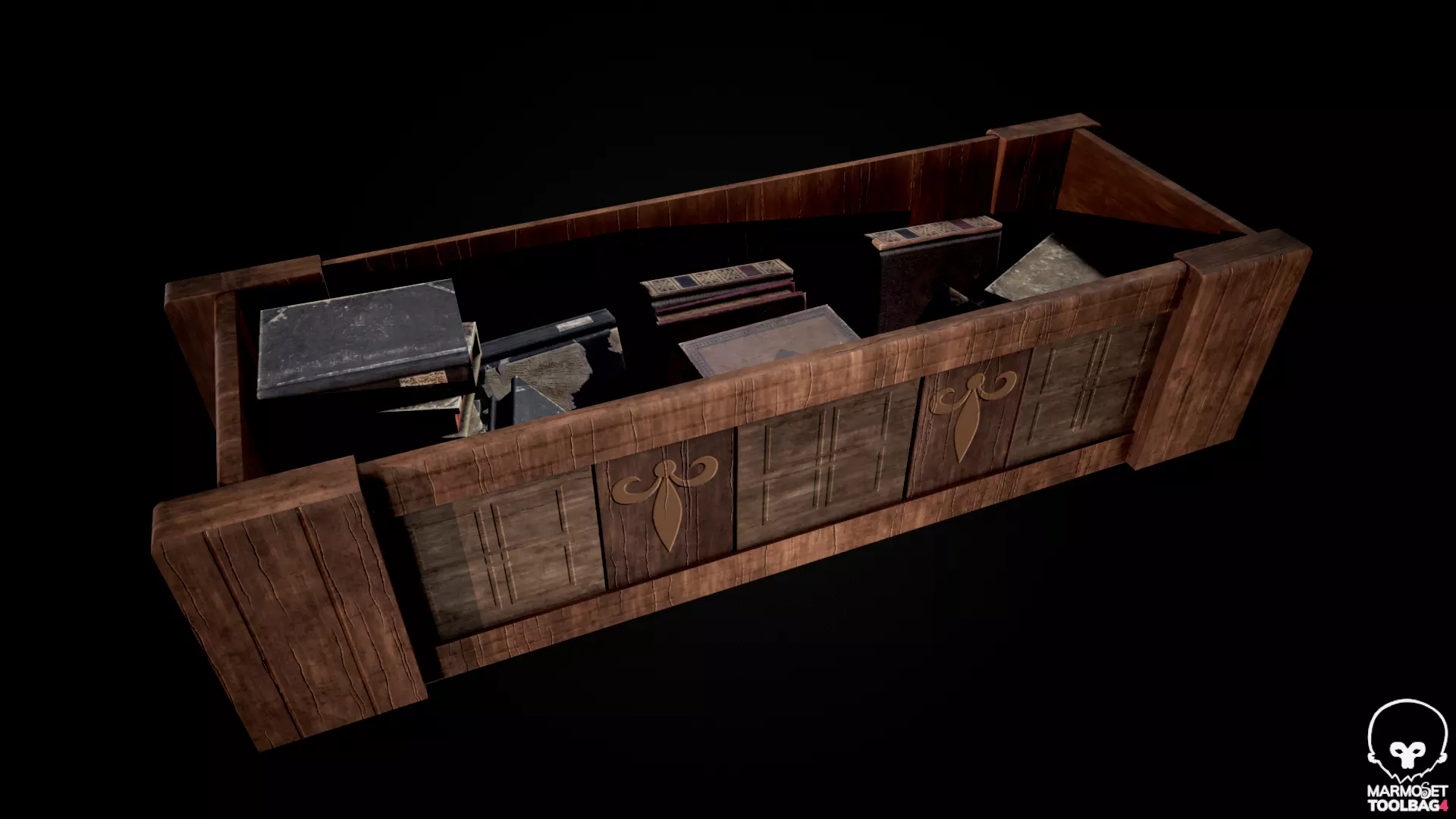 Medieval Book Shelf - Low Poly And Game Ready Low-poly 3D model_0