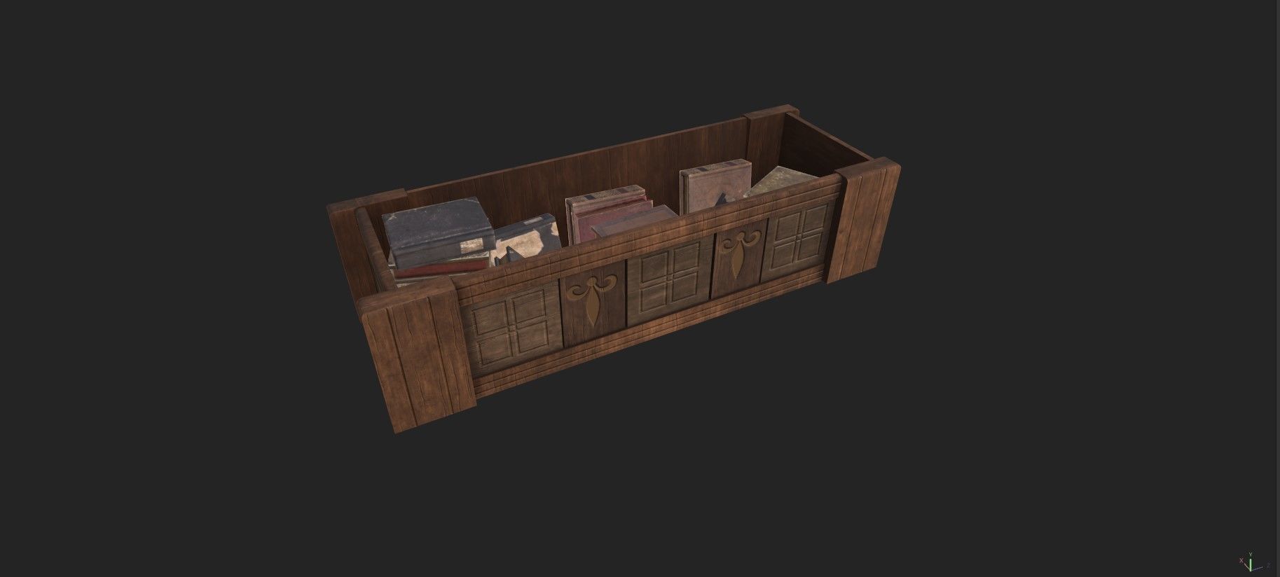 Medieval Book Shelf - Low Poly And Game Ready Low-poly 3D model_8
