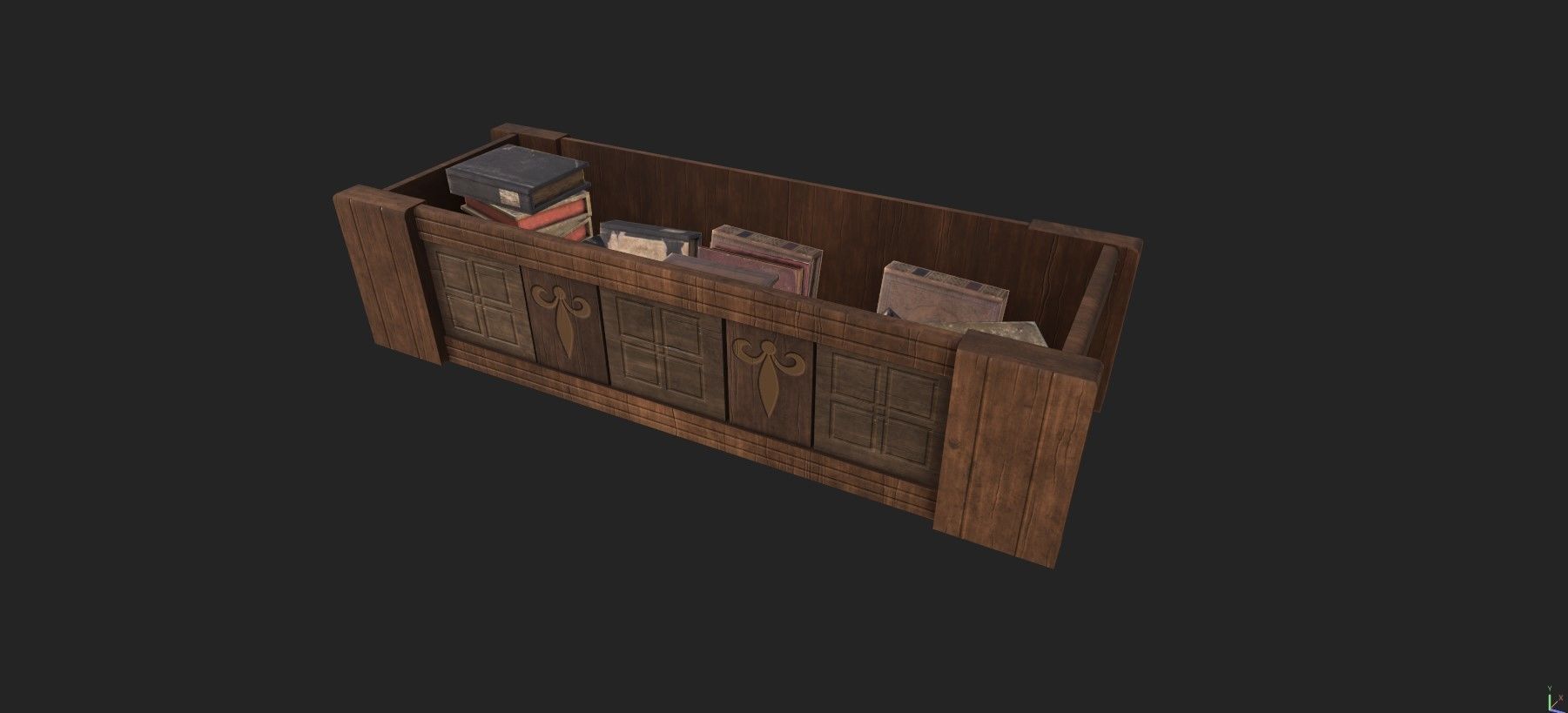 Medieval Book Shelf - Low Poly And Game Ready Low-poly 3D model_9