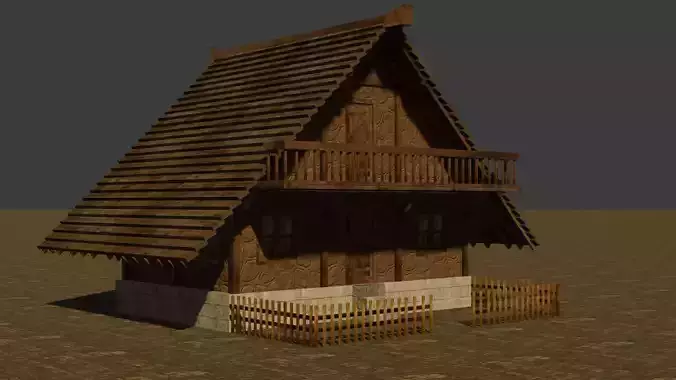 Medieval house six 8 Low-poly 3D model