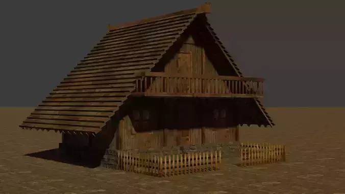 Medieval house six 6 Low-poly 3D model