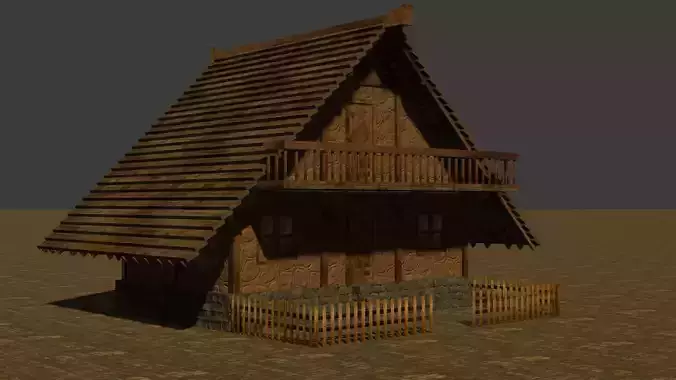 Medieval house six 5 Low-poly 3D model