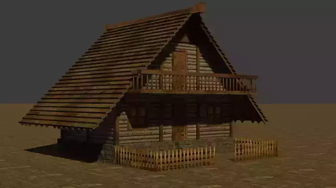 Medieval house six 4 Low-poly 3D model