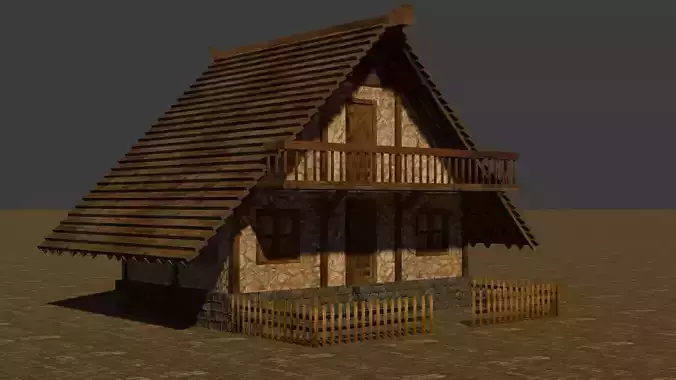 Medieval house six 2 Low-poly 3D model