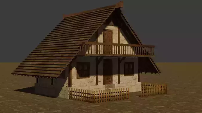 Medieval house six 10 Low-poly 3D model