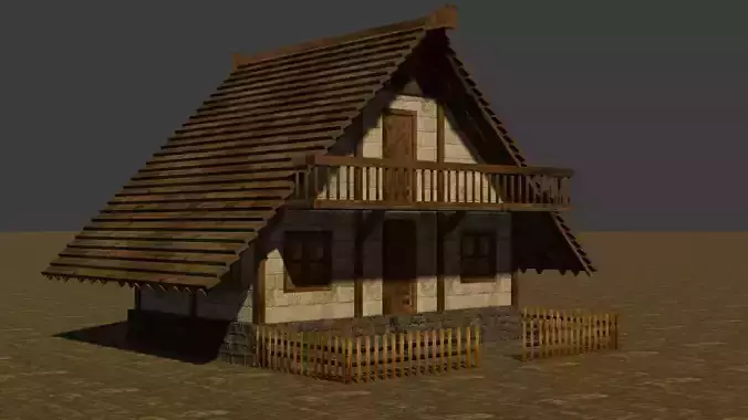 Medieval house six 1 Low-poly 3D model
