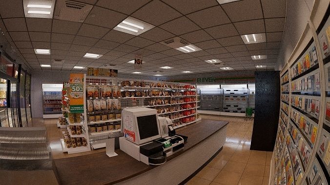 711 Convenience Store Model Japan with blender file Low-poly 3D model