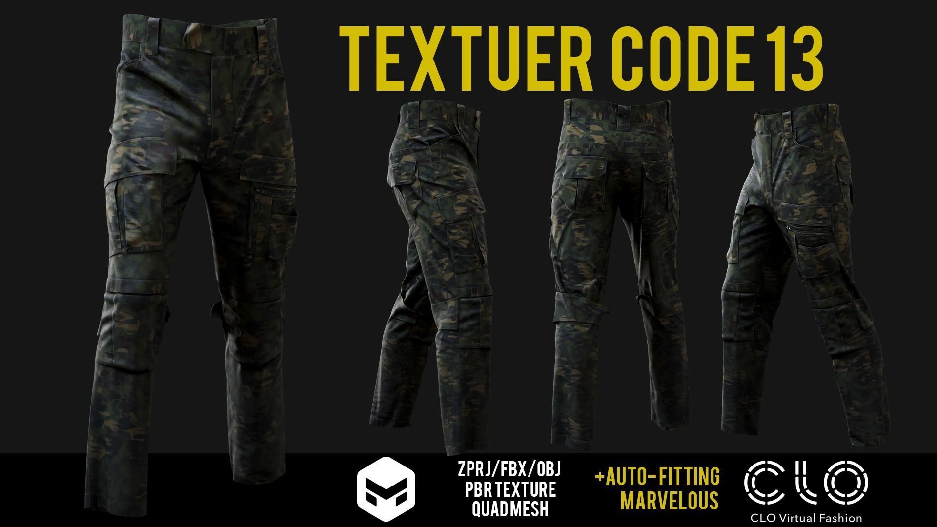 UF PRO Gen 2 Combat pants  TACTICAL with 40 textuer Low-poly 3D model_19