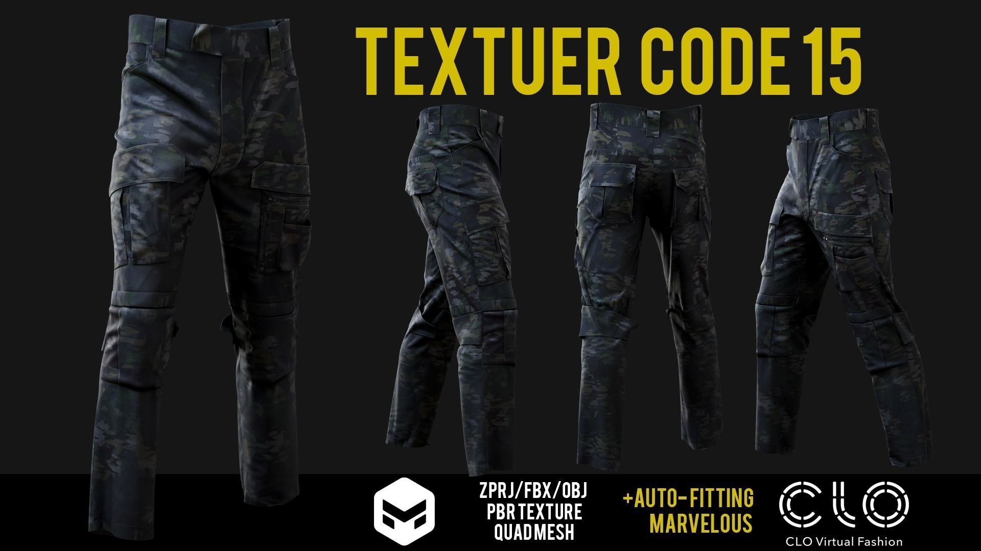 UF PRO Gen 2 Combat pants  TACTICAL with 40 textuer Low-poly 3D model_23