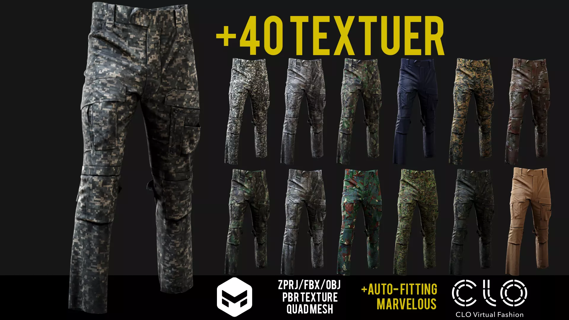UF PRO Gen 2 Combat pants  TACTICAL with 40 textuer Low-poly 3D model_0