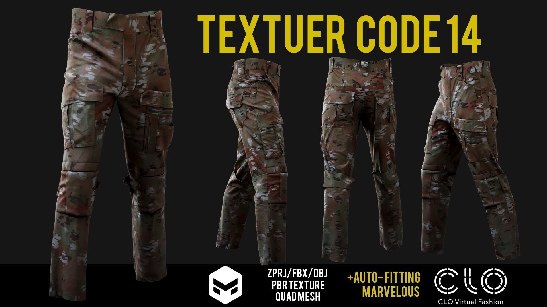 UF PRO Gen 2 Combat pants  TACTICAL with 40 textuer Low-poly 3D model_22